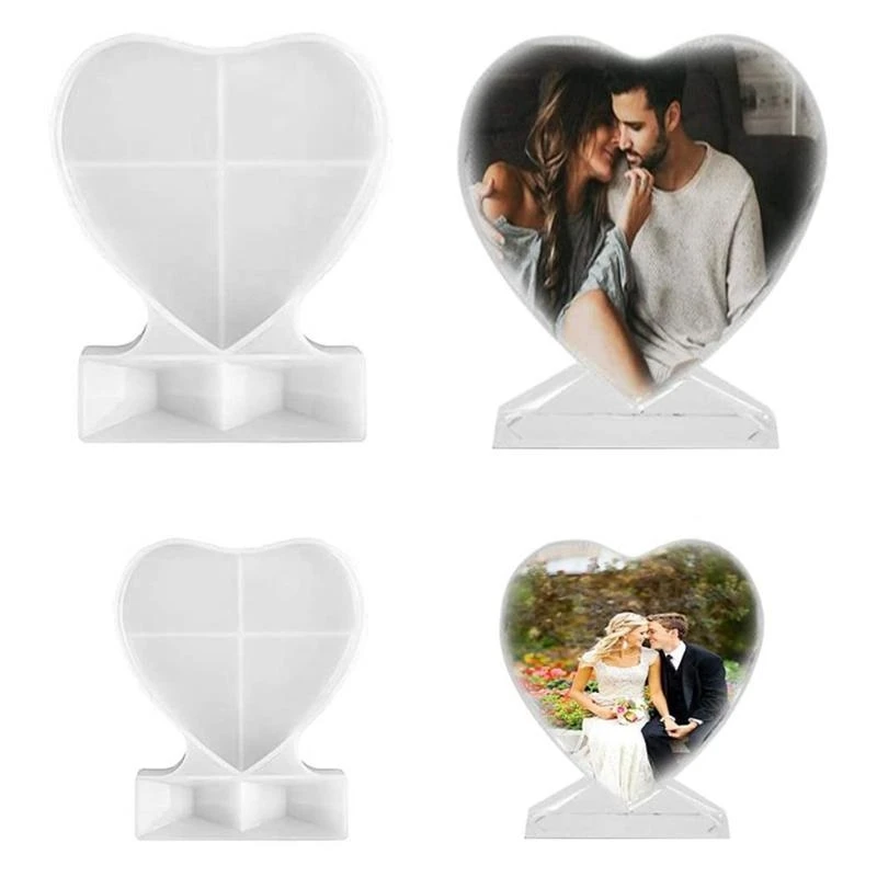 A52E Liebe Rechteck Fotorahmen mit Basis Harz Form Handgefertigte Ornamente Silikonform – Detail 1