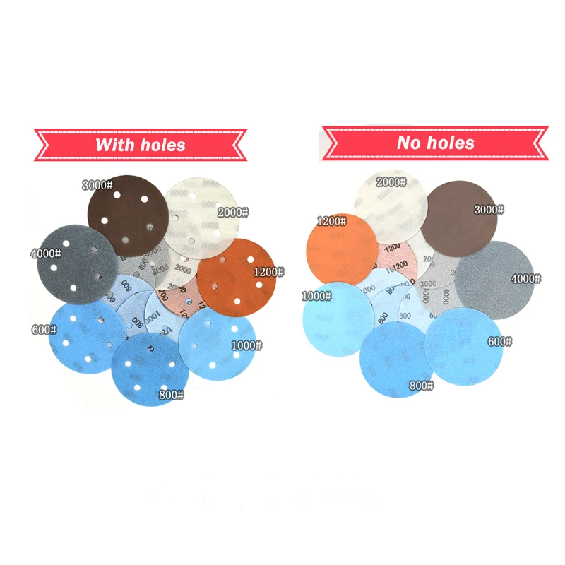 Paint Abrasive Sandpape 5 Inch/6 Inch 600-5000 Grit FV Superfine Sandpaper Wet/Dry Hook & Loop Auto Body Film Sanding Disc