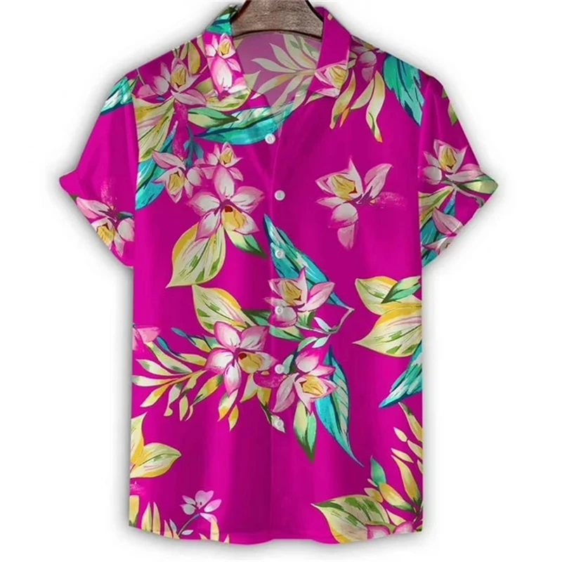 

Vintage Floral Graphic Hawaii Shirts Flower 3d Print Shirts Men Fashion Oversized Blouse Men's Lapel Shirt Beach Men's Clothing