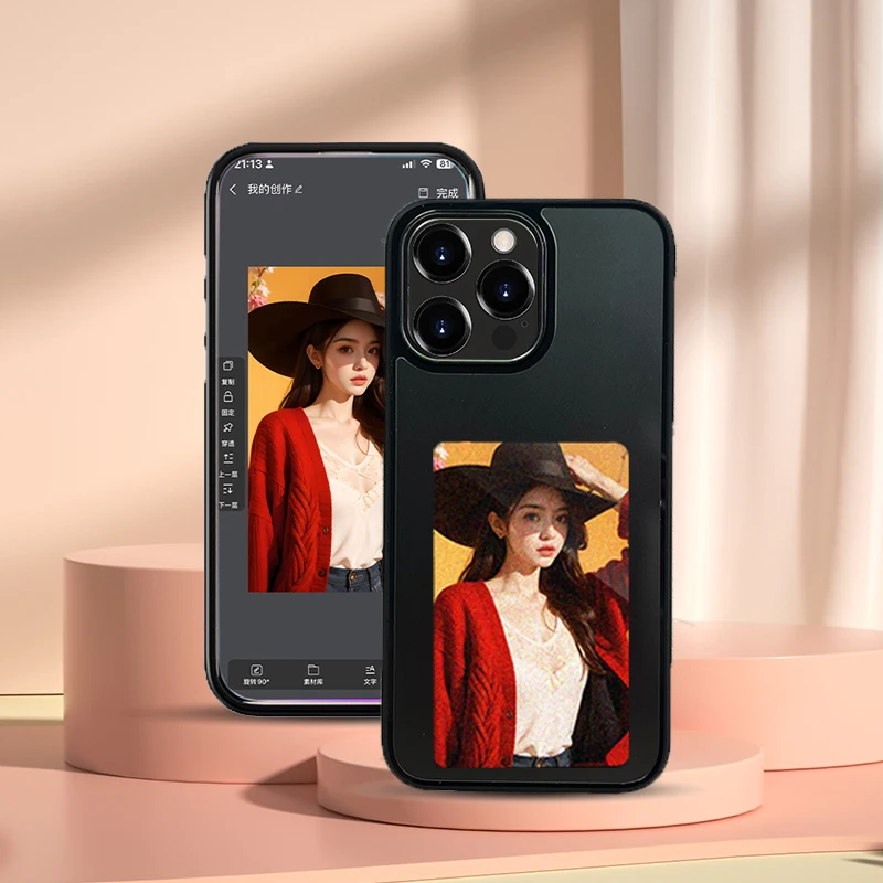 

Aermy Smart Phone Cover with NFC E-ink Screen for iPhone 15/14/13 pro Max DIY Photo Anime Characters Boys And Girls Phone Case