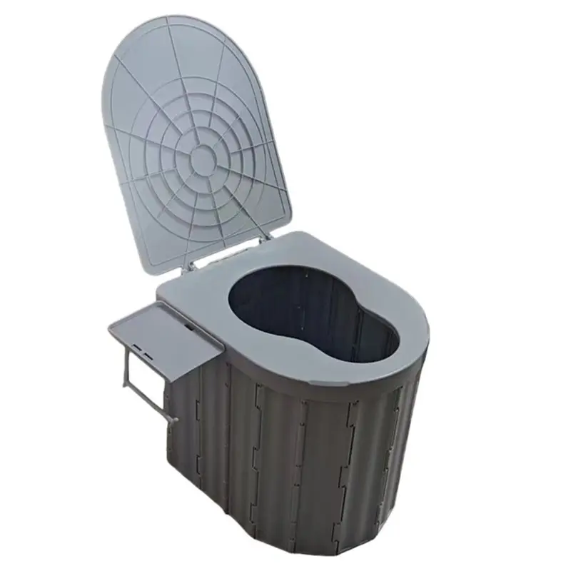 

A53Q-Portable Toilet With Lid And Paper Holder, Camping Toilet For Adults, Portable Travel Folding Design