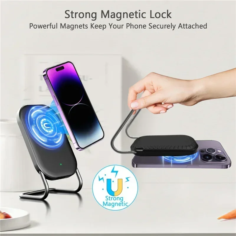 Magnetic Wireless Charger Stand Fast Charging Pad for iPhone 15 14 13 12 Pro Airpods Macsafe Phone Chargers Holder Dock Station