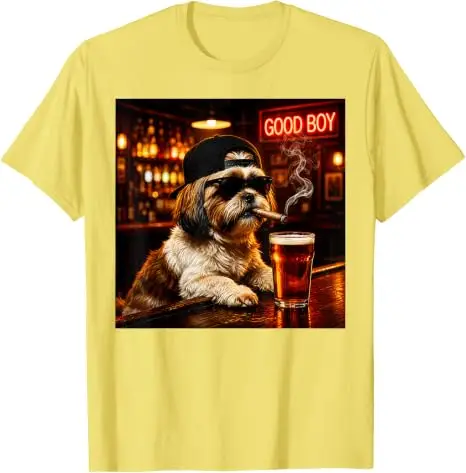 Lustiges Shih Tzu beim Biertrinken Grafik-T-Shirt „Guter Junge Hund“ Meme Y2k Hundebesitzer Nachtclub Bar Leben Grafik-Bekleidung Trinkfeste Männerkleidung – Detail 19