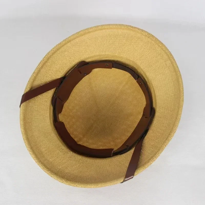 100% Straw Helmet Pith Sun Hat Summer Men Vietnam War Army Hat Dad Boater Bucket Hats Safari Jungle Miners Cap view 5