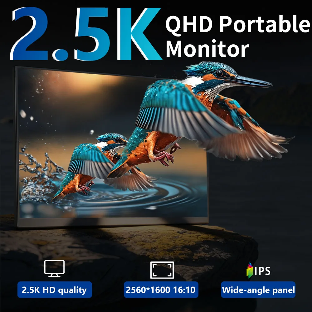 ZEVN 13.3‘’ 2.5K Portable Monitor Ultra Thin Easy Carry USB-C HDMI Travel Monitor External Display For Steam Deck Switch Laptop