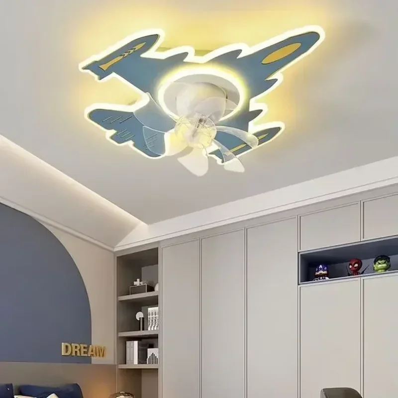 W2557 Bedroom Fan Lamp - Ceiling Light with Shaking Head, Electrodeless Dimming & App Control