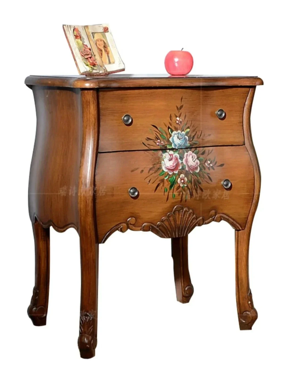 American Painted Furniture Burlywood Corner Table Two Drawers Sofa Side Table Living Room Storage Cabinet
