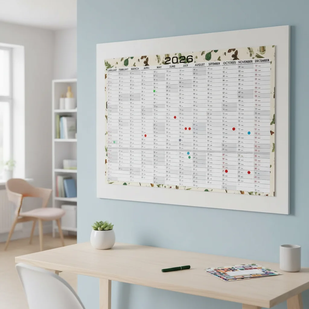 

Настенный календарь на 12 месяцев 2026 года, 30x20 дюймов, с расписанием занятий и наклейками, без ламинирования, на весь год, для офиса