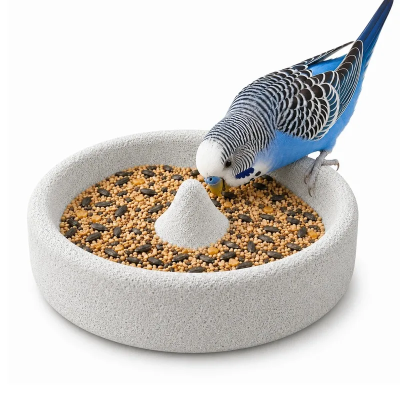 3 in 1 Pumice Bird Feeding Bowl Anti Tip Parrot Food Dish for Bird Beak Grinding Claw Filing Seed Feeding