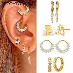 925 sterling zilveren naald trendy kroonontwerp ronde oorbellen voor vrouwen schattige bij witte oorknopjes set luxe piercing sieraden