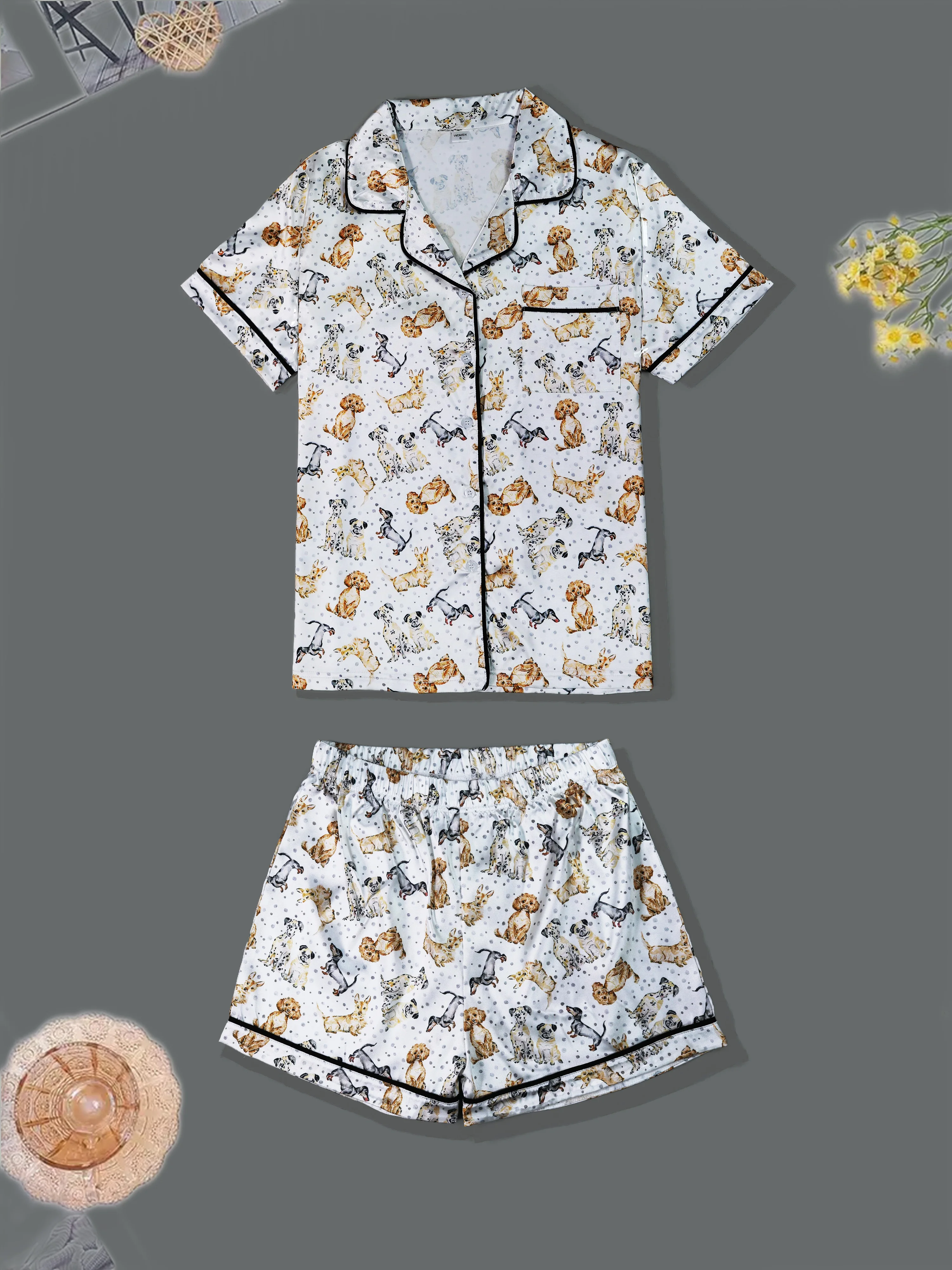 Couple Lovers Same Style Spring and Summer Suit Home Clothes Series Cute Dog Style Pajamas Set Home Clothes Two-Piece Set