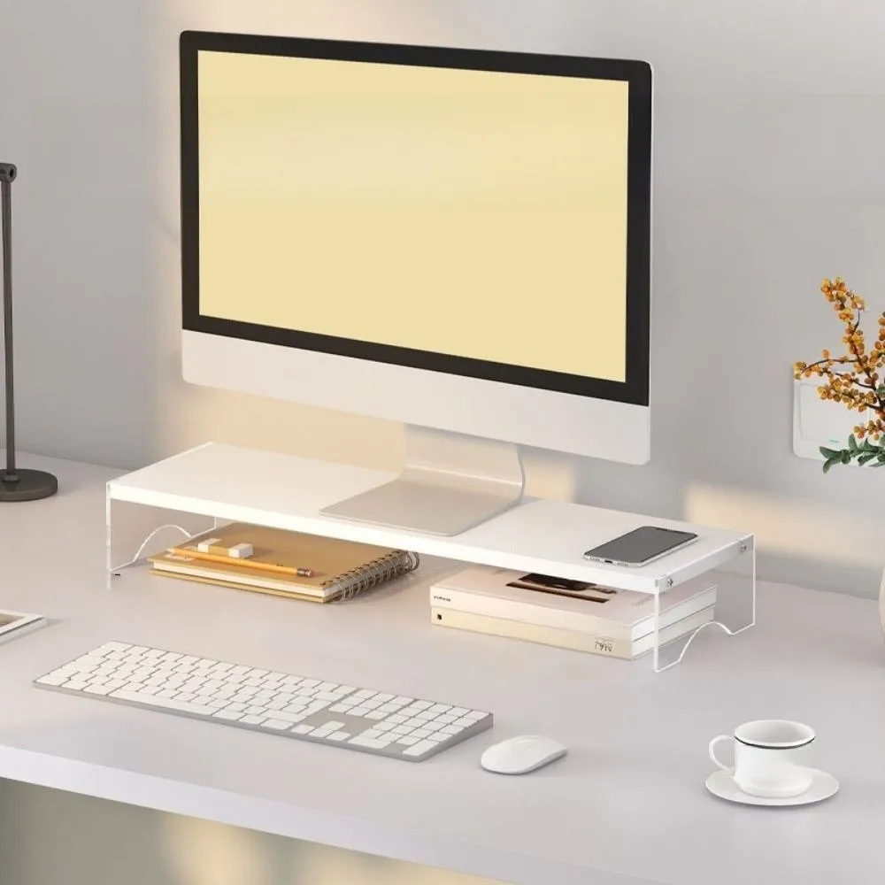 

Single/Double Layers Acrylic Floating Computer Stand Protect Neck Clear Foot Desktop Laptop Riser Large Load Bearing
