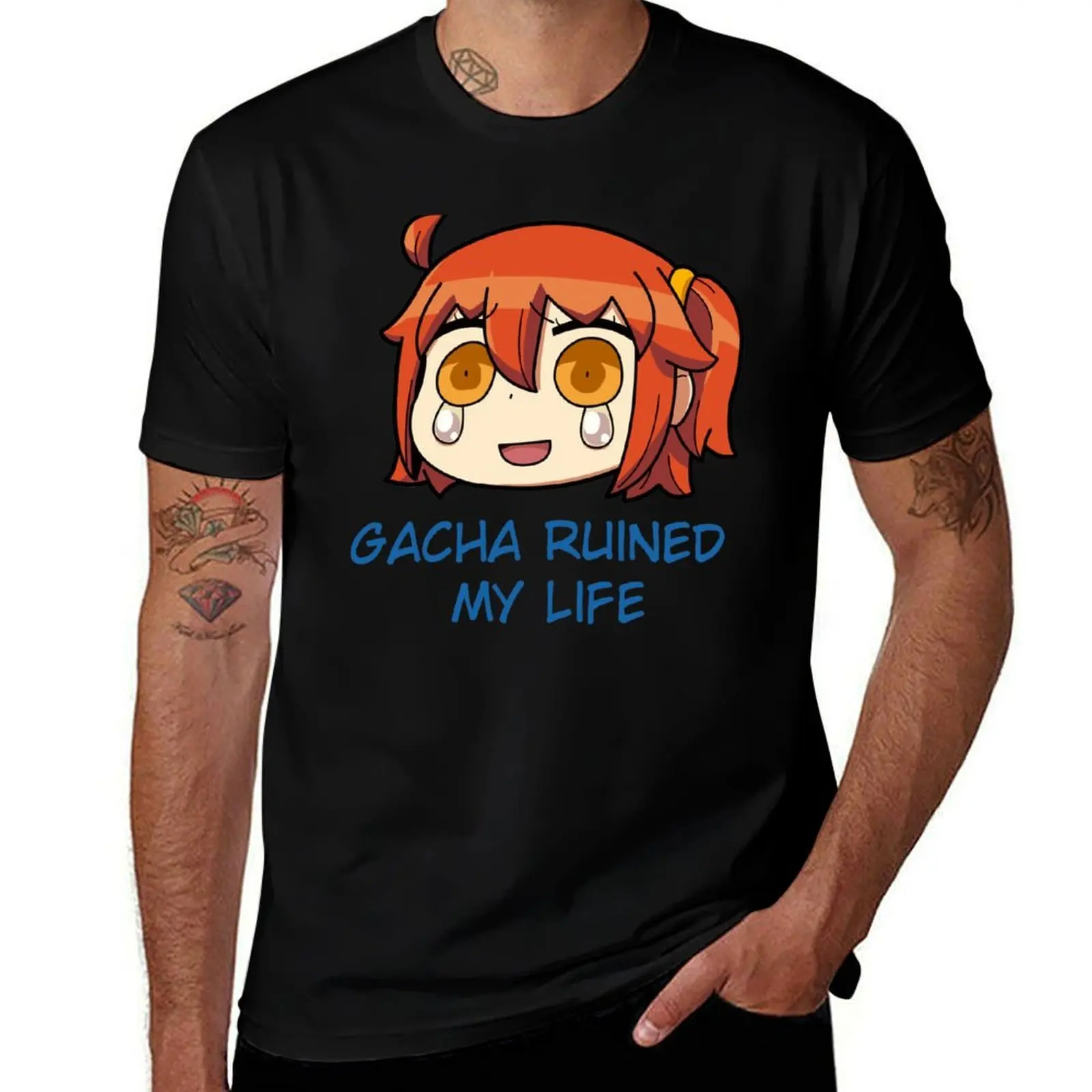 

FGO Gacha Ruined my life T-Shirt t shirts for man pack cotton mens graphic t shirts T-Shirt