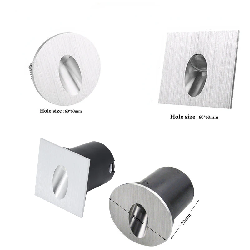 

Led Stair Light Aluminum Square Round Wall Lamp 3W Recessed LED Step Lamp Pathway Wall Corner Lamps AC85-265V Wall Light