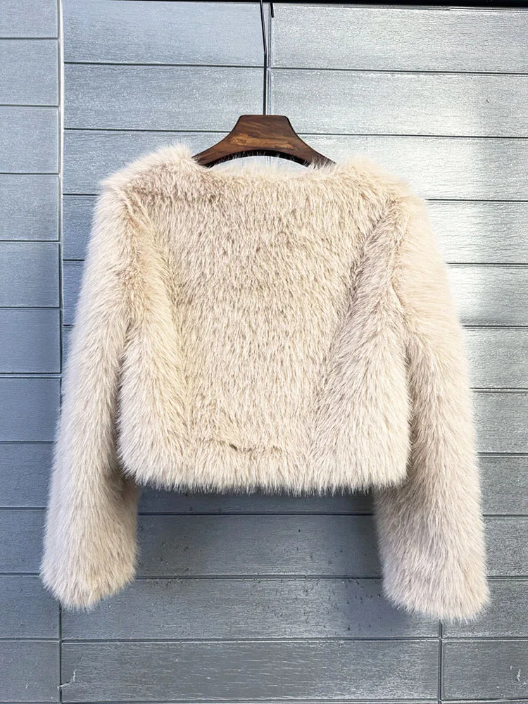 ZADORIN Fashion Colorful Fluffy Faux Fur Jacket Women 2024 Solid Cropped White Pink Faux Fur Coat Women Jackets Winter Fur Coats