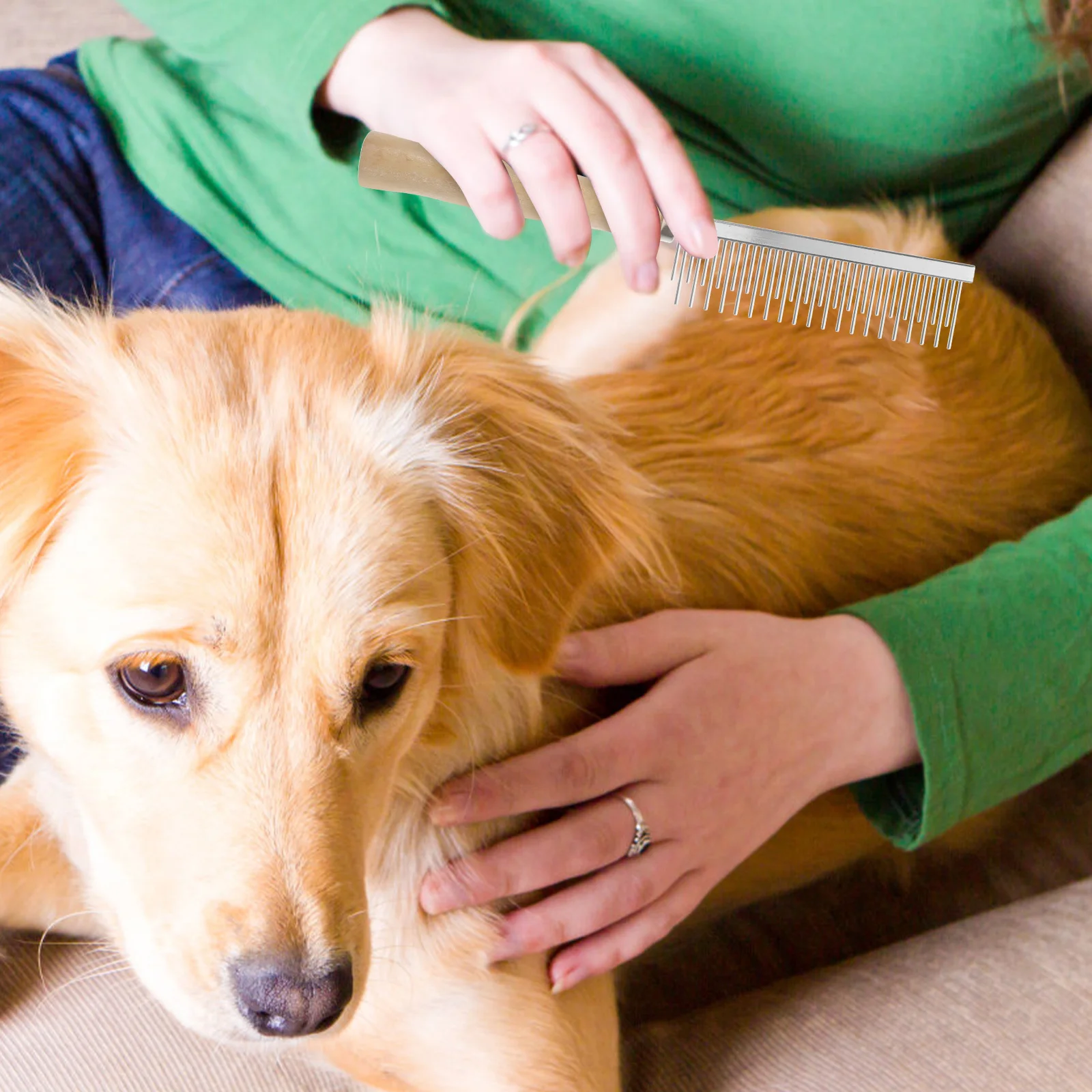 

Dog Cat Comb Wooden Handle Metal Teeth Sturdy Grooming Tool Dematting Comb Comfortable Ergonomic Design Pet Hair Removal