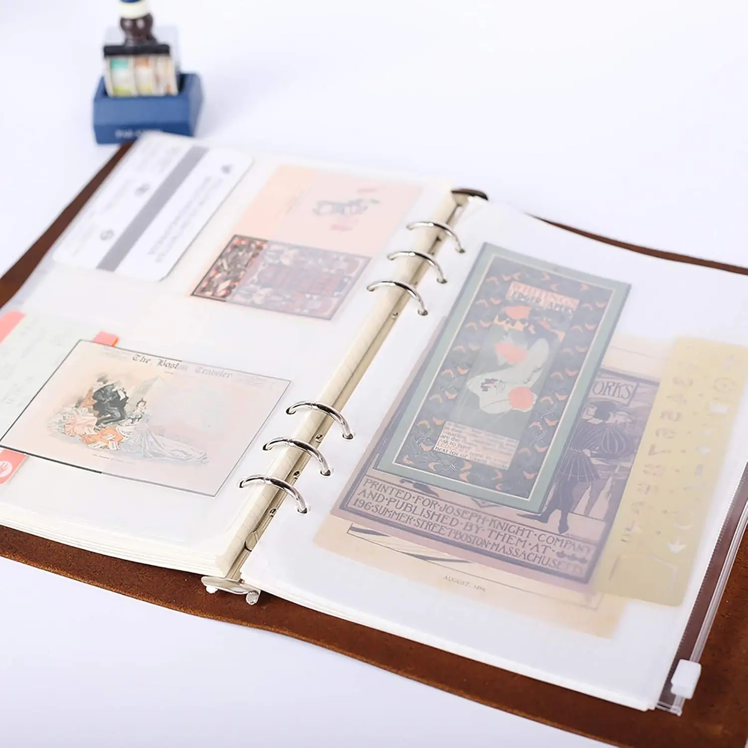 50pcs Zipper Binder Pockets A6 Size 6 Holes Binder PouchClear Plastic Binder Envelopes for Documents Binder Budget Cash Envelope