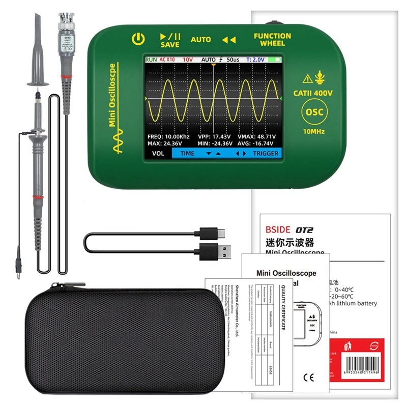 

BSIDE OT2 Handheld Digital Oscilloscope 10Mhz Sampling Rate 1.5Ksa/S Analog Bandwidth For Electronic Repair Tool Graphic Tester