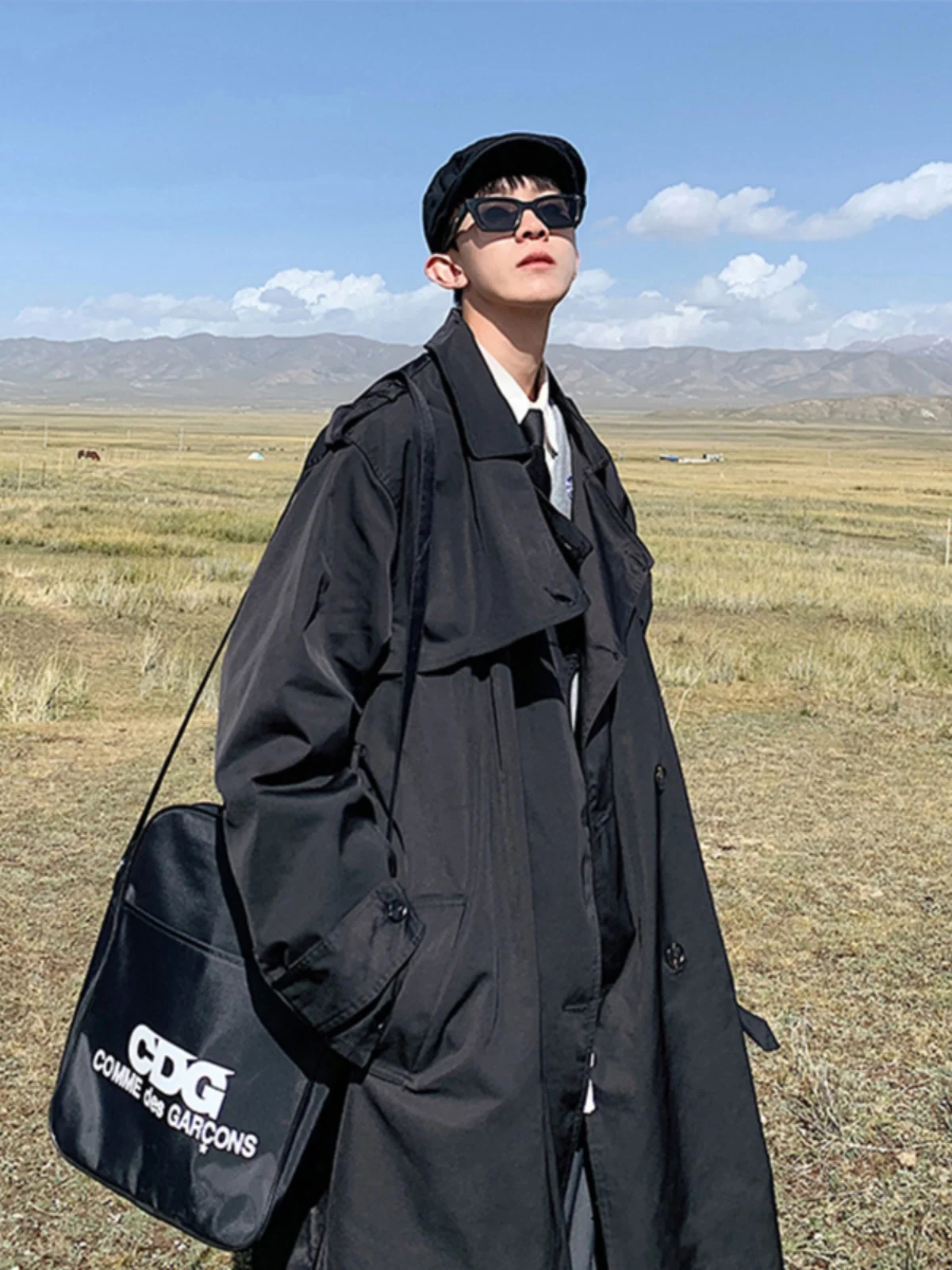 

Мужское немецкое рабочее пальто средней длины, повседневный тренч на осень, модное молодежное пальто с декоративными пуговицами