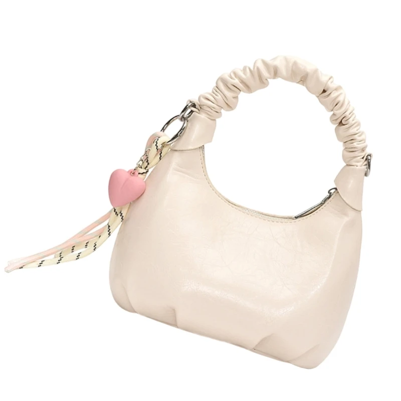 

652F Fashion PU Leather Armpit Bag for Women Evening Bag Ruched Shoulder Purses Suitable For Daily Commutes And Social Event