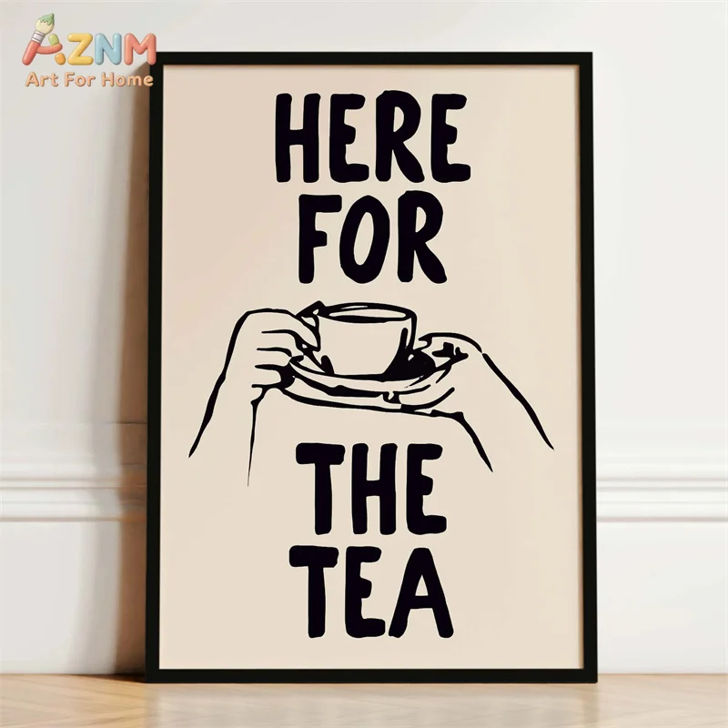 AZNM Minimalist Line Food Drink Canvas Wall Art Coffee Wine Pasta Flower Club Text Sketch Print Unframed Canvas Painting For Kit
