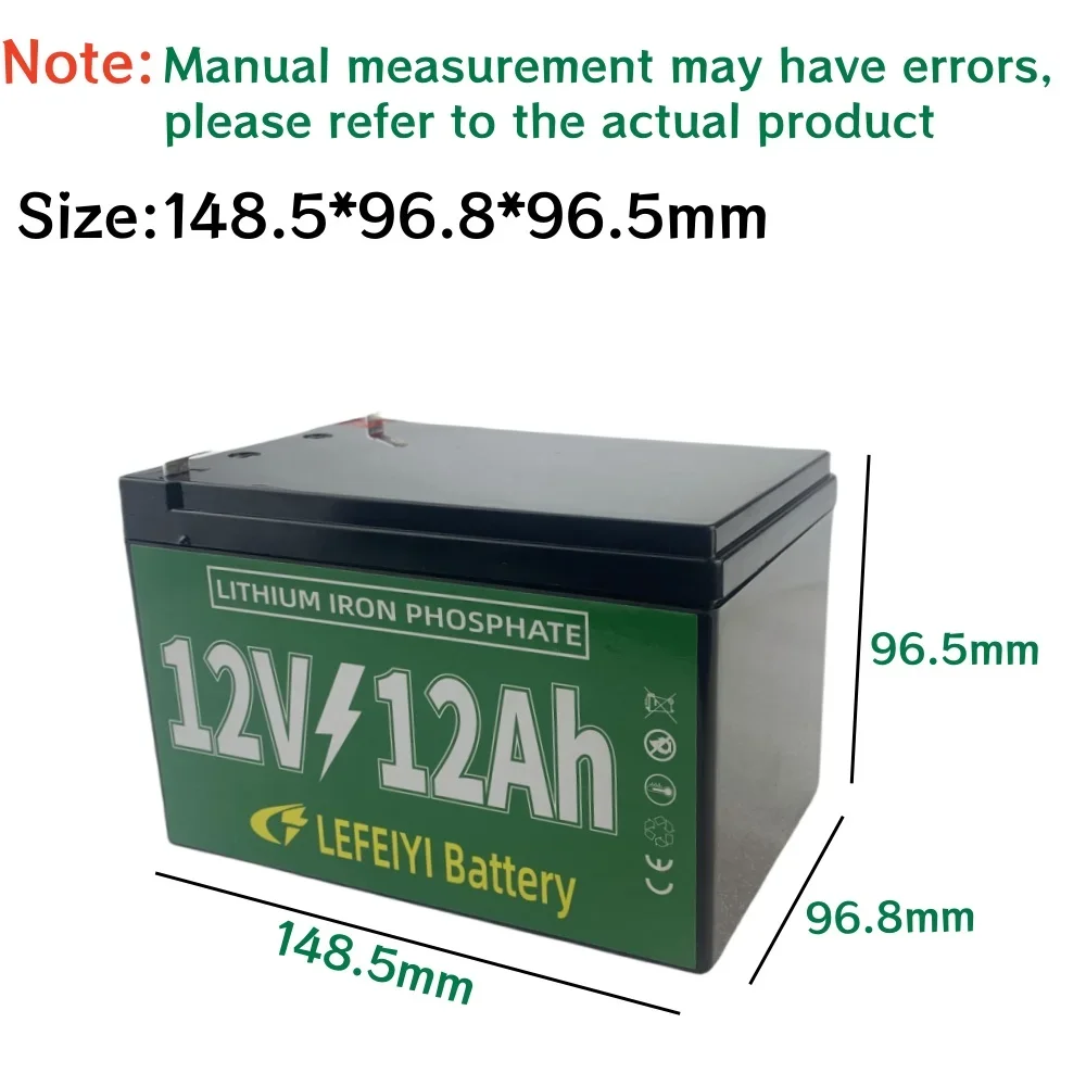 100% novo 12v 12ah lifepo4 bateria recarregável para energia elétrica portátil armazenamento de energia solar rv