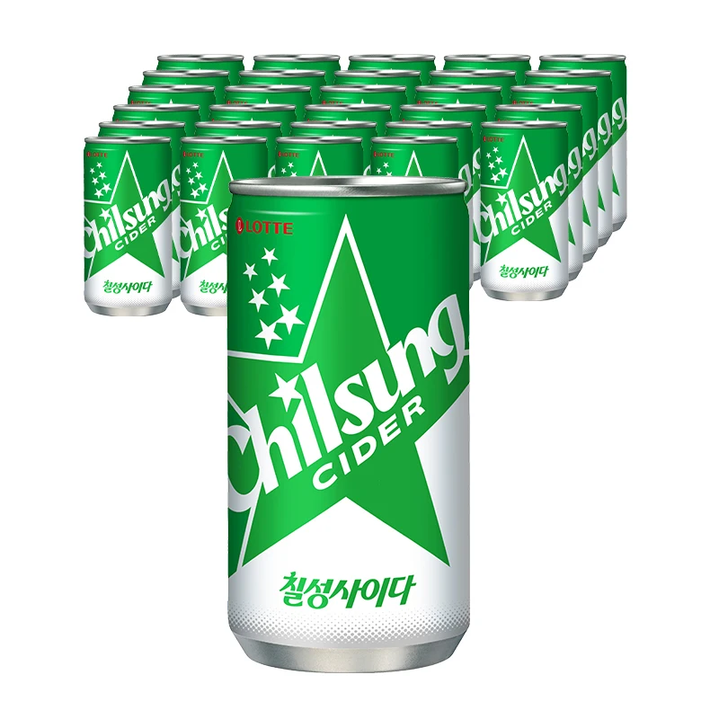 [Lotte ChilSung] Cidra ChilSung 190ml, 30 Latas, Refresco en Latas Pequeñas, Bebidas para Oficina