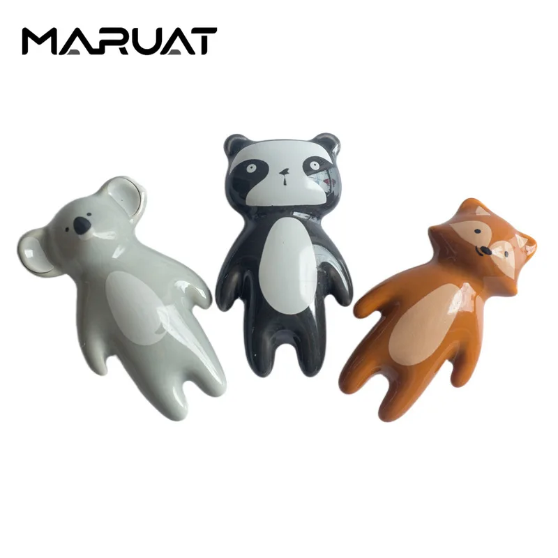 Cartoon Furniture Handles Animal Drawer Knob Ceramic Drawer Knobs Handles for Cabinets and Drawer Lion Panda Fox Children Handle