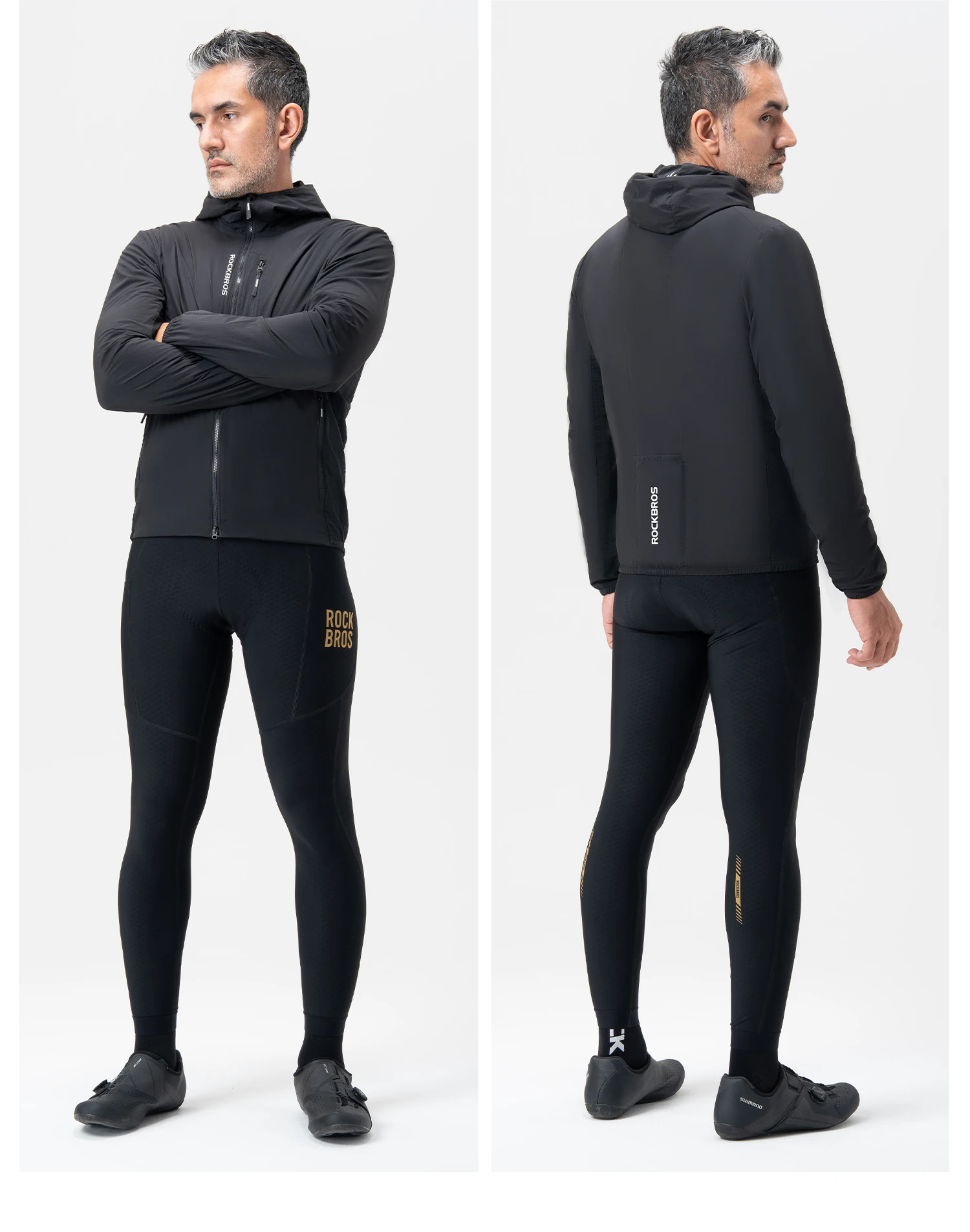ROCKBROS Fahrradjacke Doppellagig Warm Winter Thermo-Fleece Verschleißfeste Kleidung Langarm mit Tasche Winddicht – Detail 13