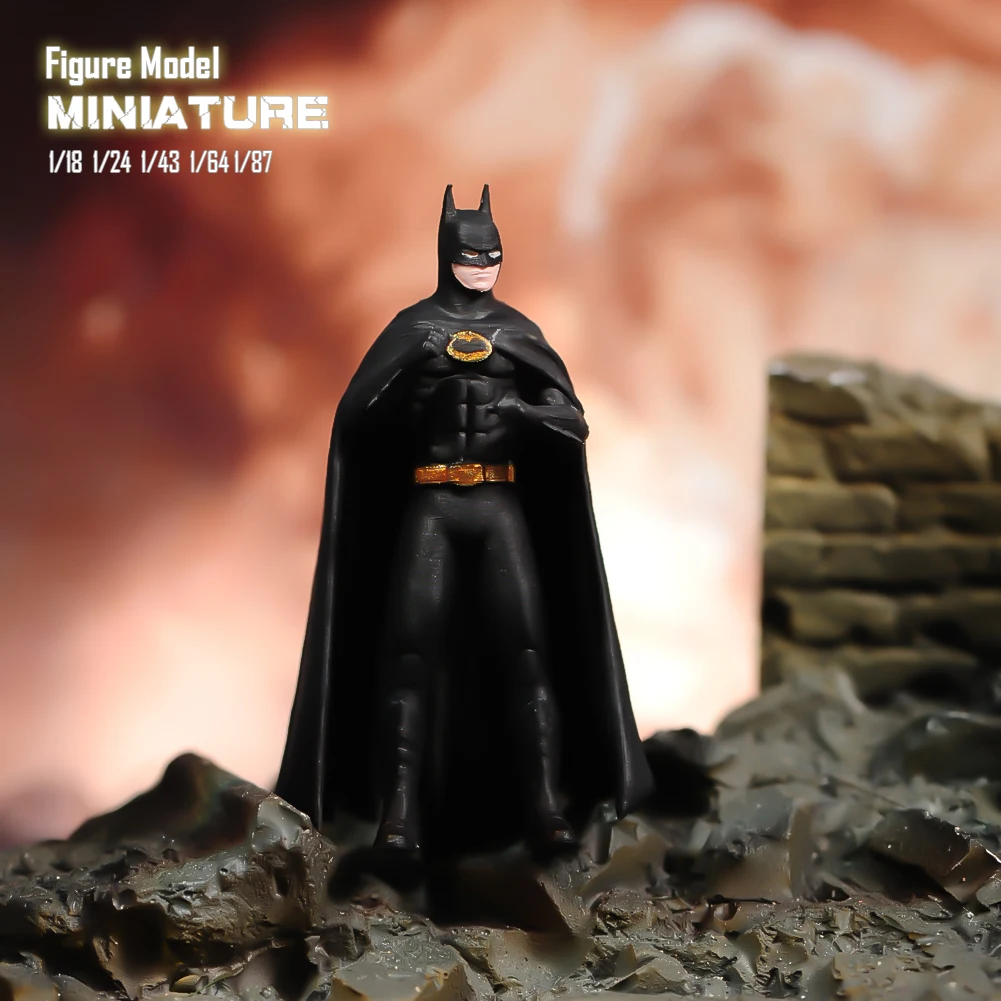 1/87 1/64 1/43 1/24 1/18 Anime Characters Michael Keaton Bat Hero Scene Figure Model Miniature Dolls Toy For Collection