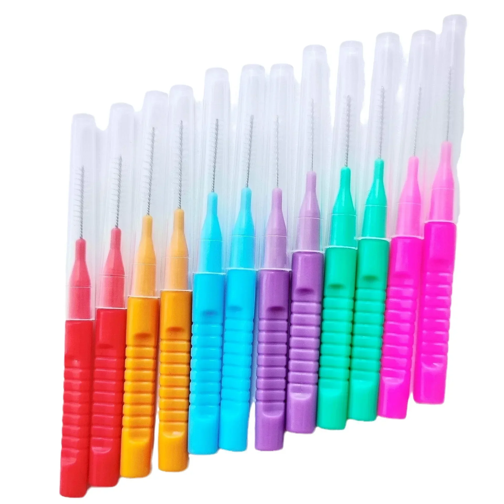 100/200/600Pcs 0.6-1.2mm Interdental Brushes Health Care Tooth Push-Pull Removes Food And Plaque Better Teeth Oral Hygiene Tool