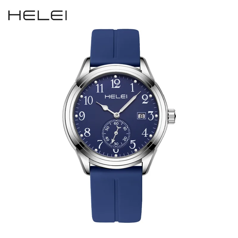 

HELEI *New New Men's Quartz Watch Chronograph Watch Single Calendar Leather Men's Luminous Watch