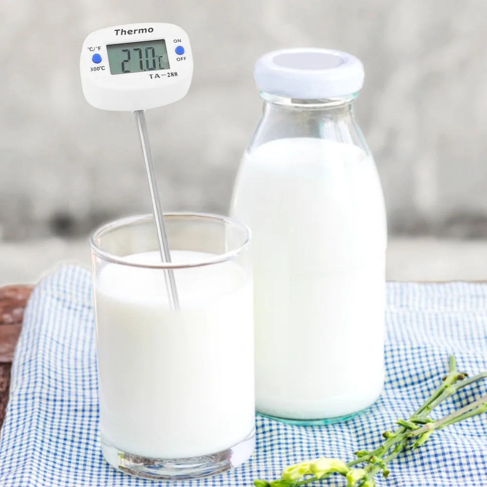 LCD Food Thermometer Long Probe Digital Display Milk Temp Tester Instant Read Multi-Purpose Meat Thermometer BBQ Grill
