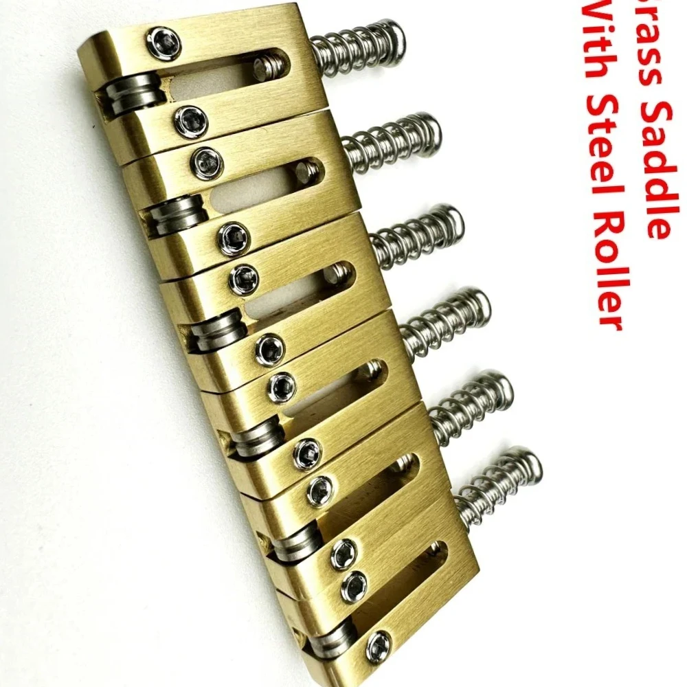 

10.5MM Brass Saddle With Stainless Steel Roller Electric Guitar Tremolo Bridge Saddles For S/T T/L Guitar