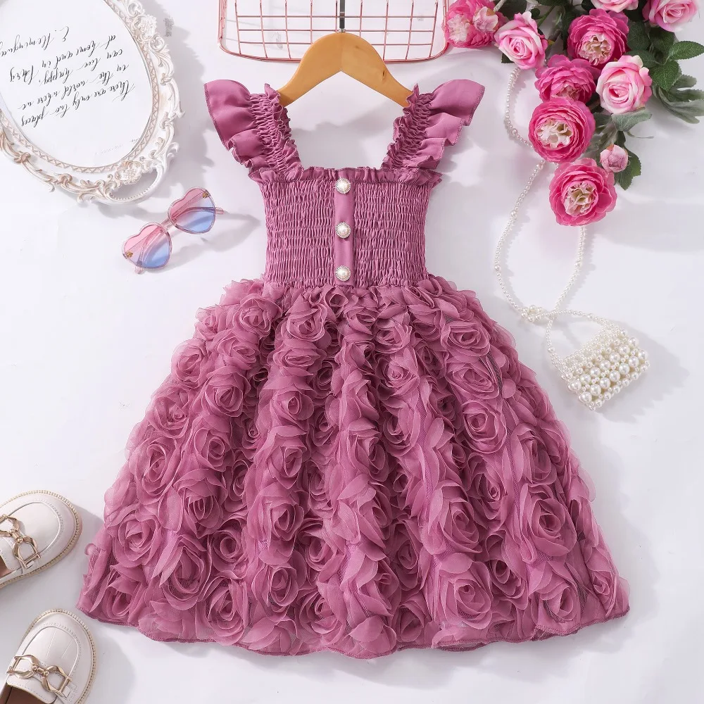 

2026 Summer Girls Sleeveless Dress, Sweet Pastoral Style Peter Pan Collar Floral Cotton Dress for Baby Kids for 4-7Y