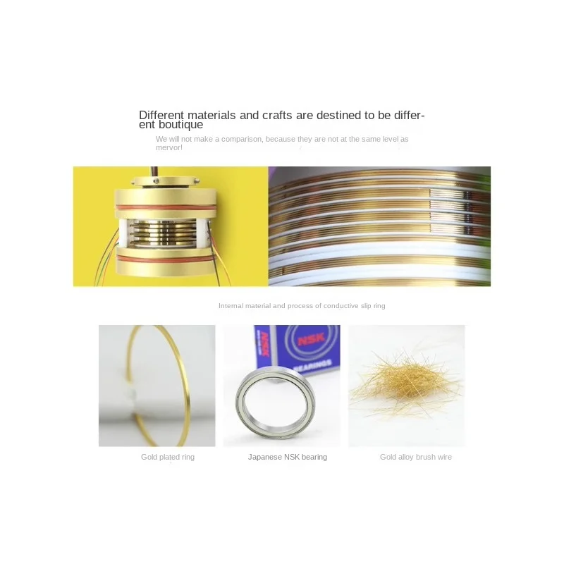 Applicable to High-End-Grade Via-Hole Slip Ring Rotating Conductive Power-on 2 6 12-Way Electric Brush Slip Ring Wire Connector