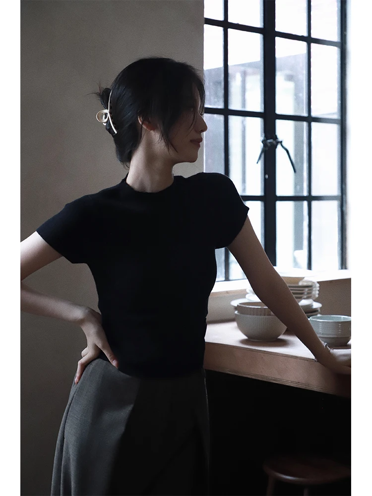 เสื้อถักทรงสลิมฟิต ดีไซน์ไข่ขี้เกียจ แบรนด์ SerioLudere สำหรับผู้หญิง คอสูง แฟชั่นเกาหลี สไตล์สปอร์ต ทรงปกติ