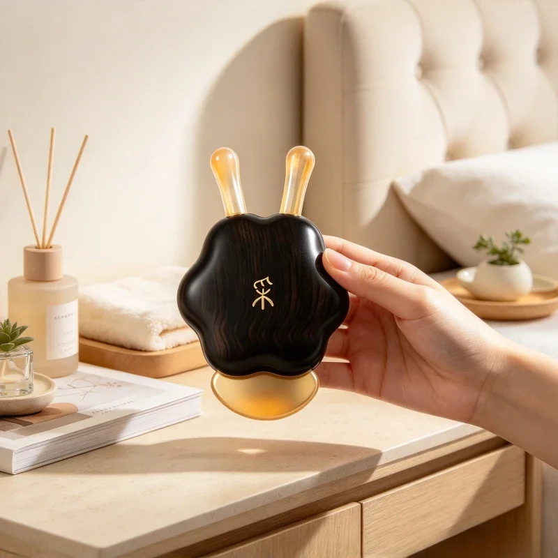 Dark Wood Star Shape Gua Sha Board Portable Horn Style Facial Massage Tool Smooth Polished Face Eye Area Gift Care 원목 괄사