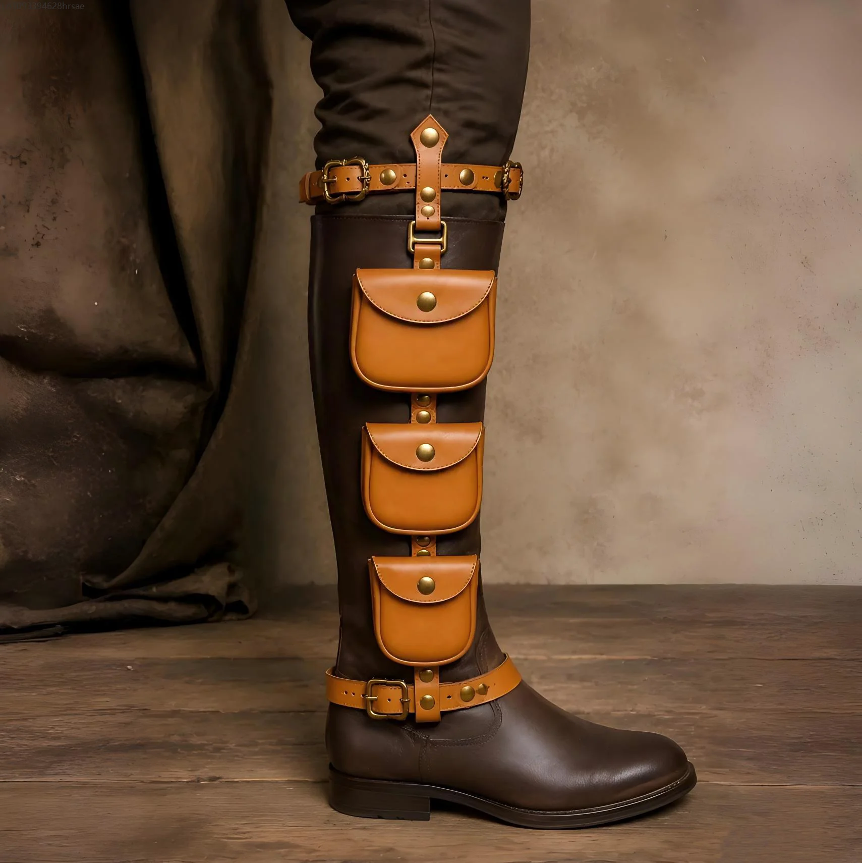 Vintage Medieval Leather Leg Harness with 3 Pouches Renaissance Pirate Thigh Bag Cosplay Leg Belt Pouch Costume Accessories Prop