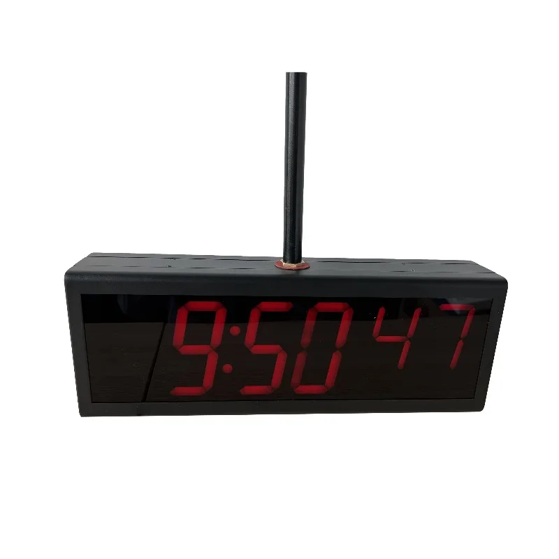 Red wall clock, double-sided, metal case, black background