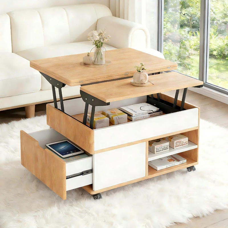 

convenient safety coffee table Dual-purpose folding integrated movable side table multifunctional storage bijzettafel Furnitures