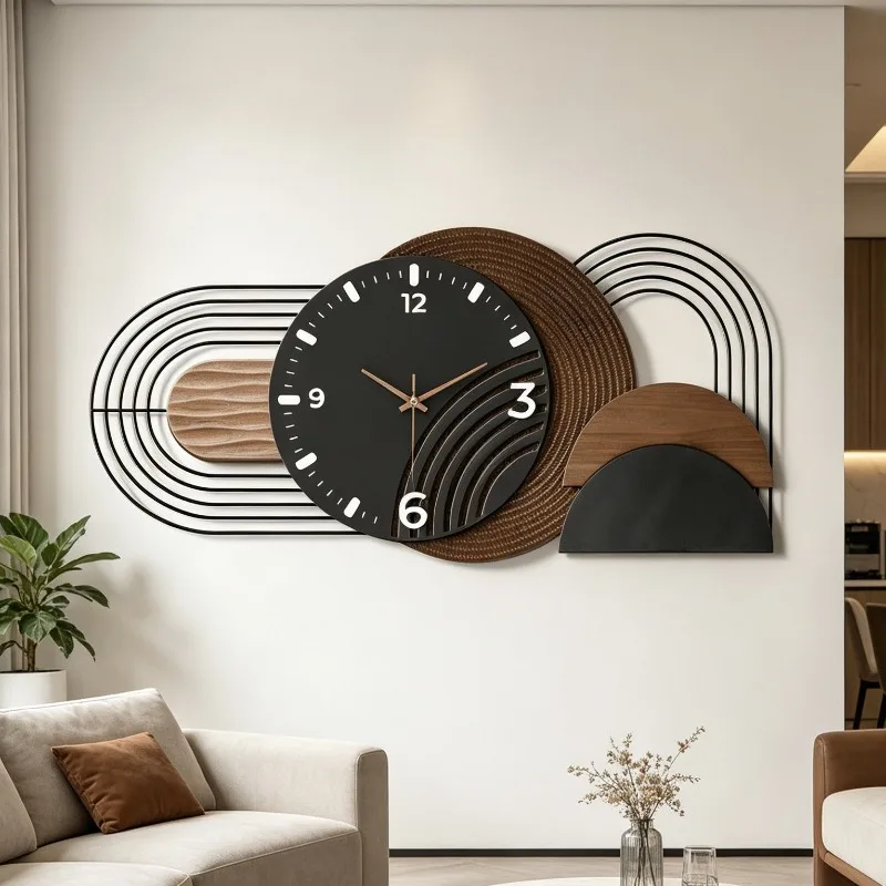 Large Wall Clock Modern Elegant Wooden Wall Art Clock Stylish Minimalist Living Room Clocks Nordic Luxury Home Decoration Watch