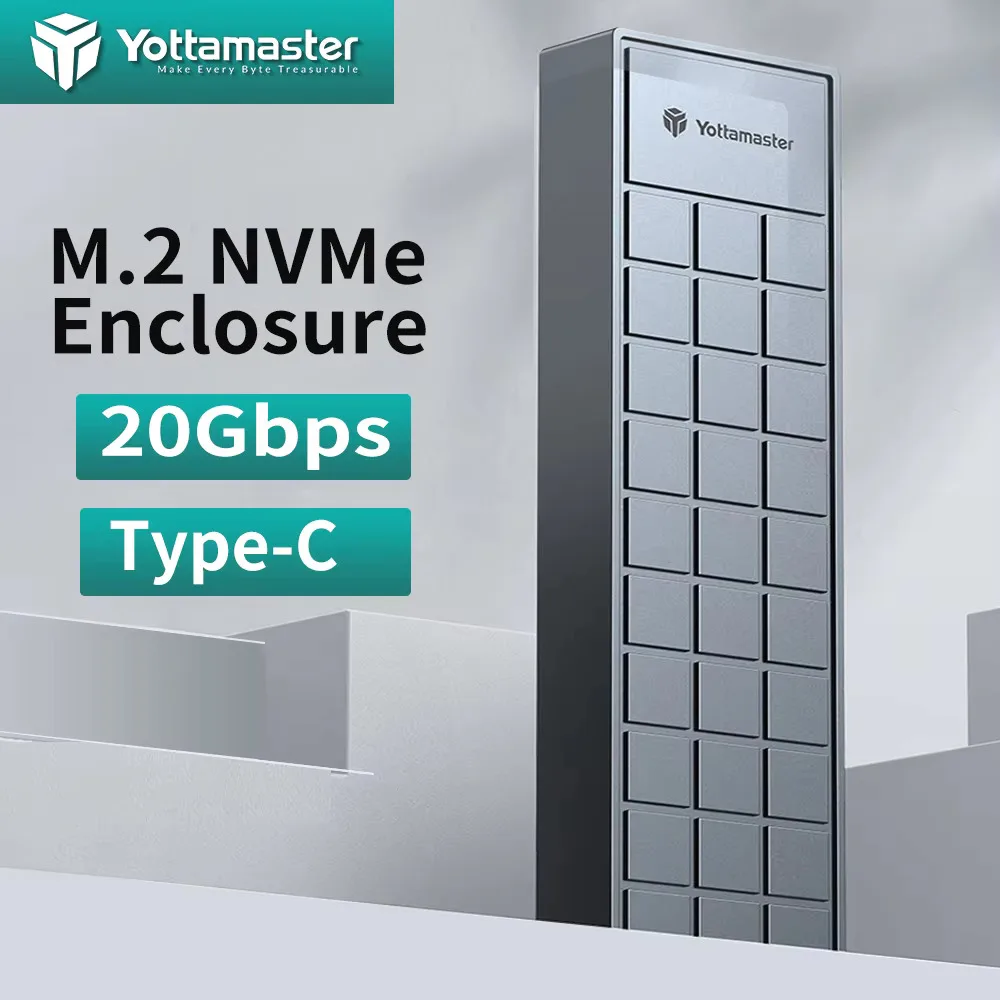 

Корпус Yottamaster SATA SSD, чехол для жесткого диска, 20 Гбит/с, M.2 NVMe USB3.2, тип C, адаптер корпуса NVMe SSD для 2230/2242/2260/2280
