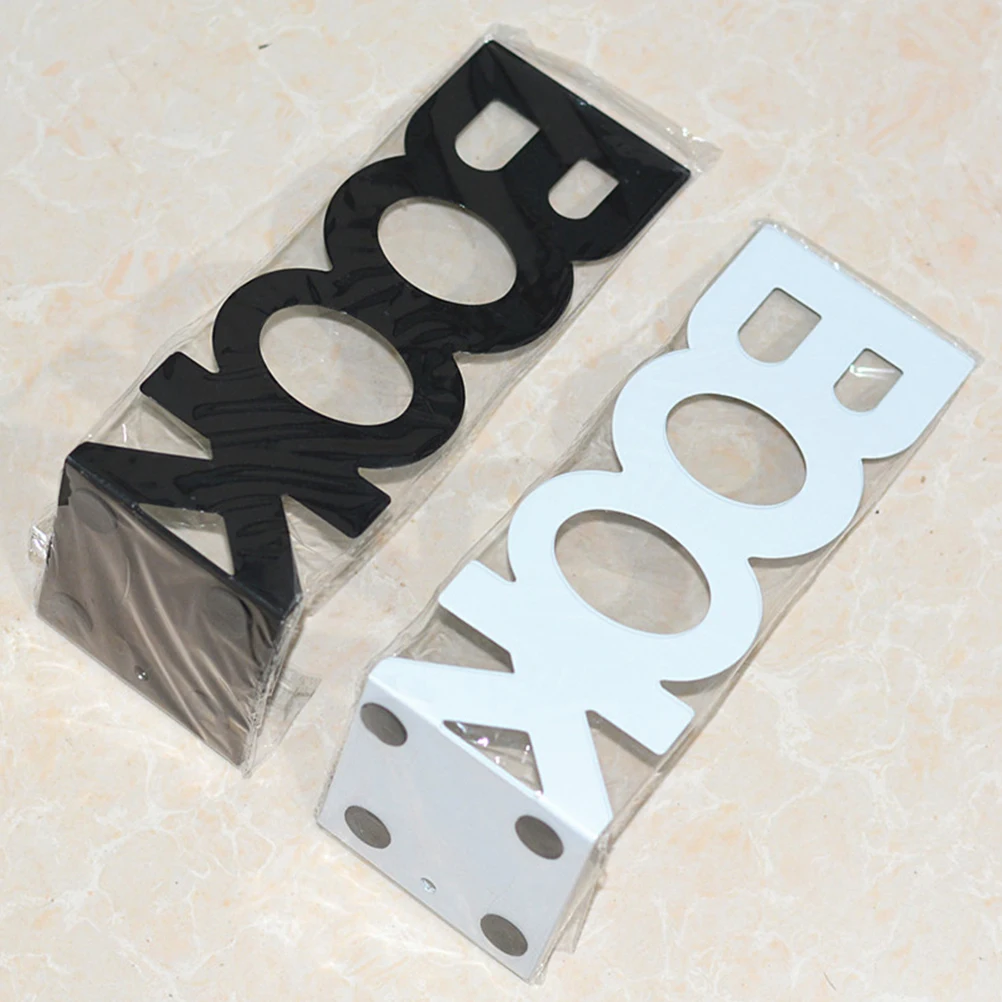 

4pcs Metal Bookends Book Holders Letter Shaped Hollow Design File Organizer Sturdy Desktop Book Stand Decorative Bookends For