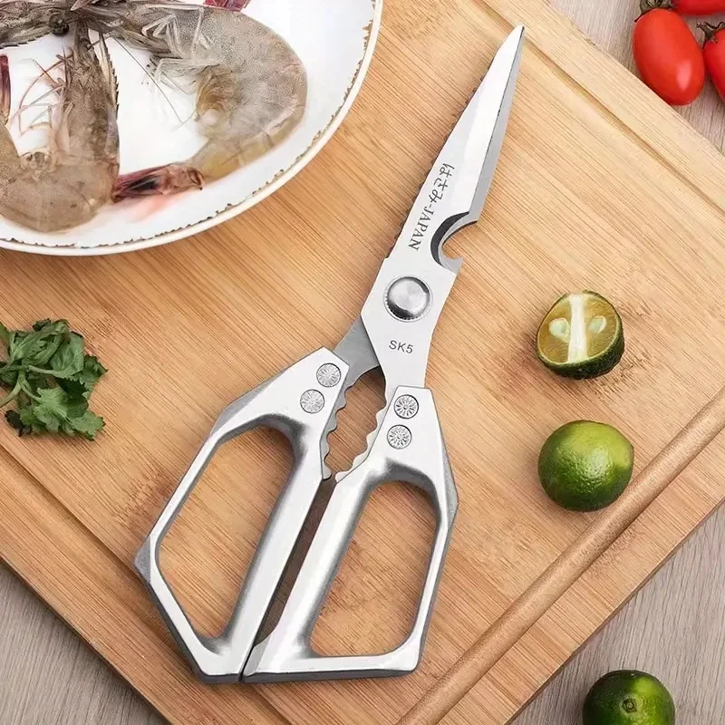 

1pc Heavy-Duty Kitchen Scissors Stainless Steel Multi-Purpose Shears for Meat and Roast Cutting Household Cooking Food Scissors