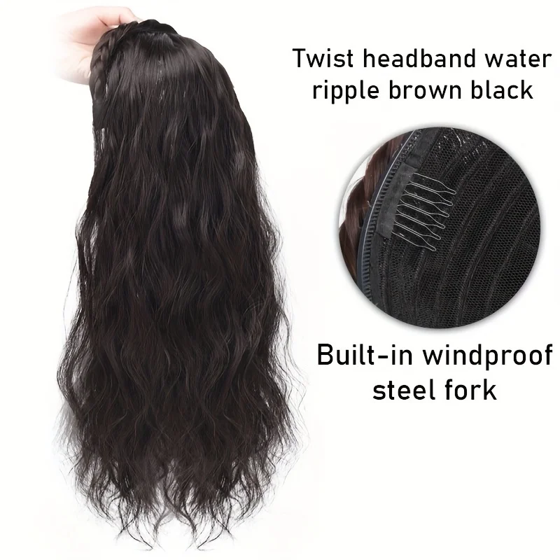 Synthetic water wave headband wig half wig heat resistant fiber Female Brown Black Blonde Cosplay Natural Heat Resistant H - view 6
