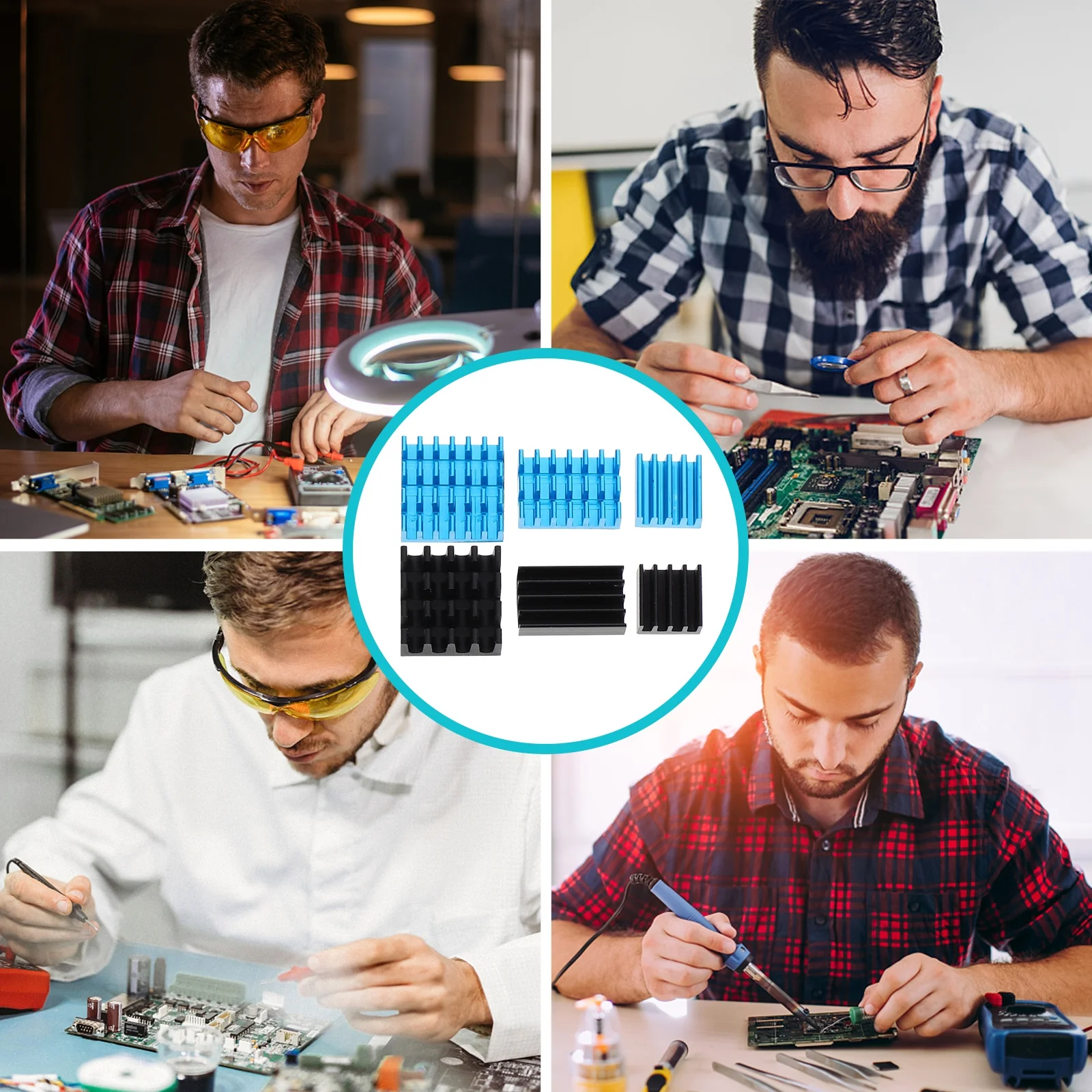 

6Pcs Aluminum Heat Sink Durable Anodizing Cooler for Power Voltage Regulator Chip Heat Dissipation and Ic Chip