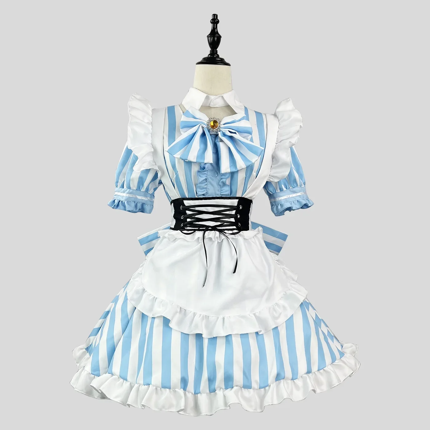 Nowa niebieska śliczna Lolita Girl Cosplay pokojówka garnitur dla kelnerki kostiumy pokojówki