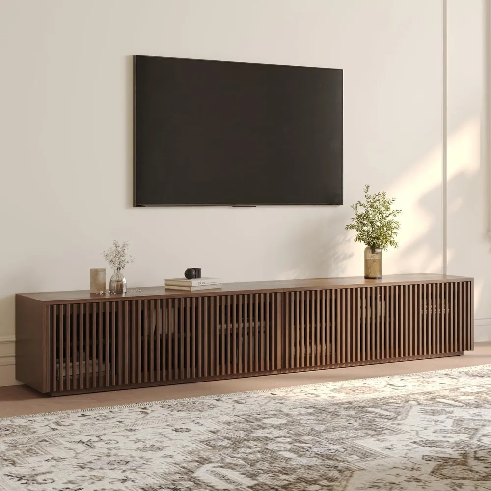 

Mid Century Modern TV Stand, Solid Wood Media Console for 75"+ TVs, Fully Assembled Farmhouse Entertainment Center for Living Ro