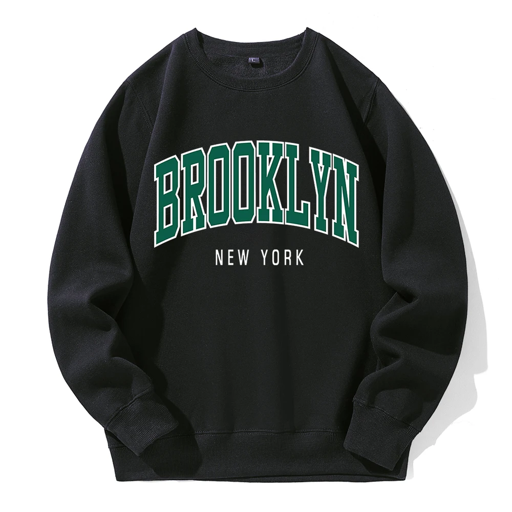 Brooklyn New York Green Print Sweatshirt Man Casual Fit Versatile Hooded Warm Hip Hop Hoodie Simple S-Xxl Comfortable Tops Male